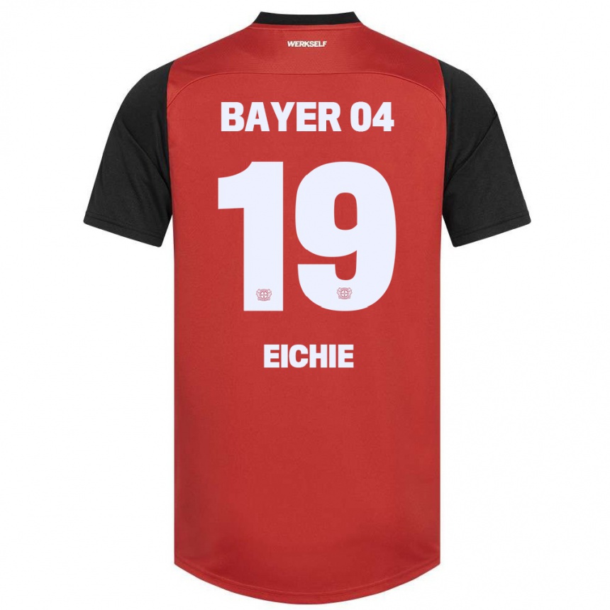 Gyermek Labdarúgás Isaiah Eichie #19 Piros Fekete Hazai Jersey 2024/25 Mez Póló Ing