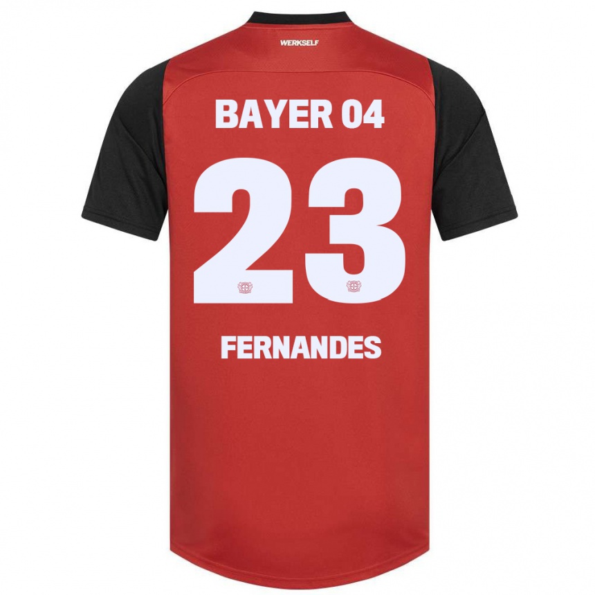 Gyermek Labdarúgás Tyron Fernandes #23 Piros Fekete Hazai Jersey 2024/25 Mez Póló Ing