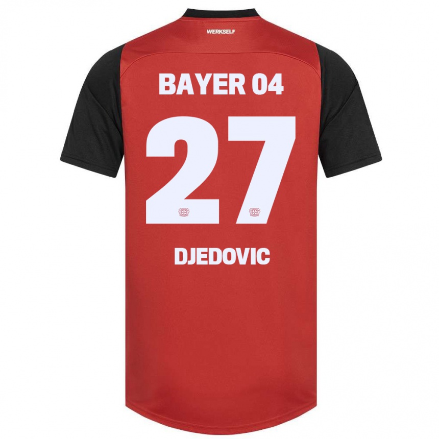 Gyermek Labdarúgás Seldin Djedovic #27 Piros Fekete Hazai Jersey 2024/25 Mez Póló Ing