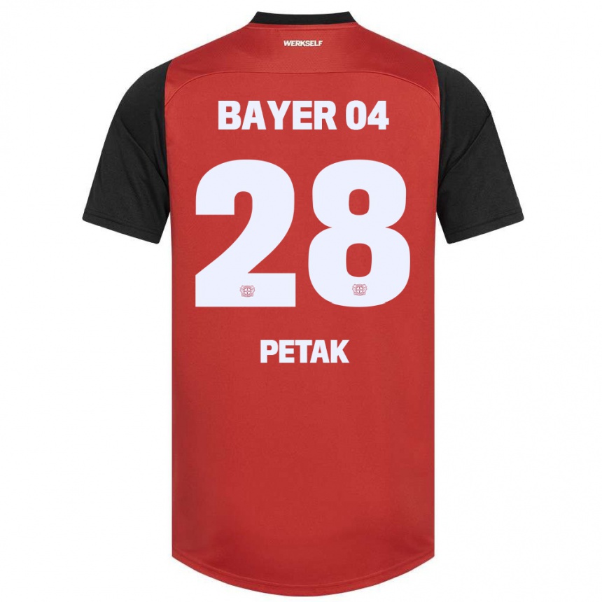 Gyermek Labdarúgás Raoul Petak #28 Piros Fekete Hazai Jersey 2024/25 Mez Póló Ing