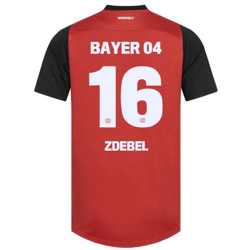 Gyermek Labdarúgás Sofie Zdebel #16 Piros Fekete Hazai Jersey 2024/25 Mez Póló Ing