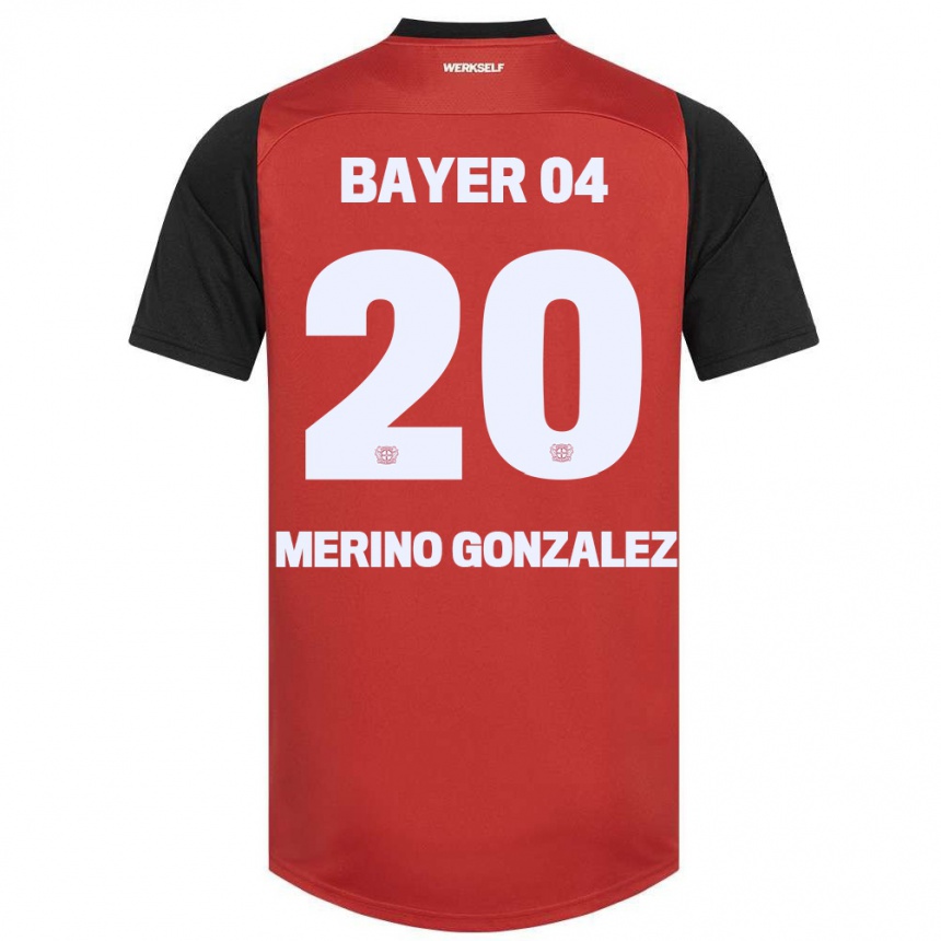 Gyermek Labdarúgás Estrella Merino Gonzalez #20 Piros Fekete Hazai Jersey 2024/25 Mez Póló Ing