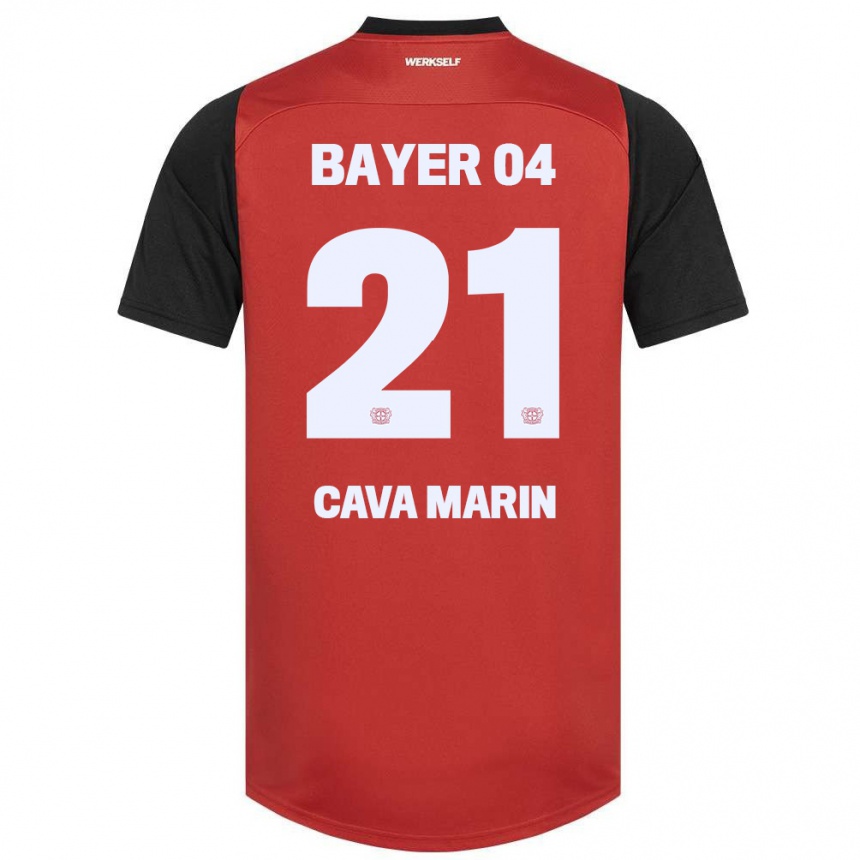 Gyermek Labdarúgás Sofia Cava Marin #21 Piros Fekete Hazai Jersey 2024/25 Mez Póló Ing