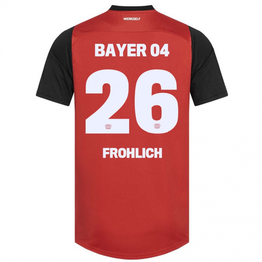 Gyermek Labdarúgás Clara Fröhlich #26 Piros Fekete Hazai Jersey 2024/25 Mez Póló Ing