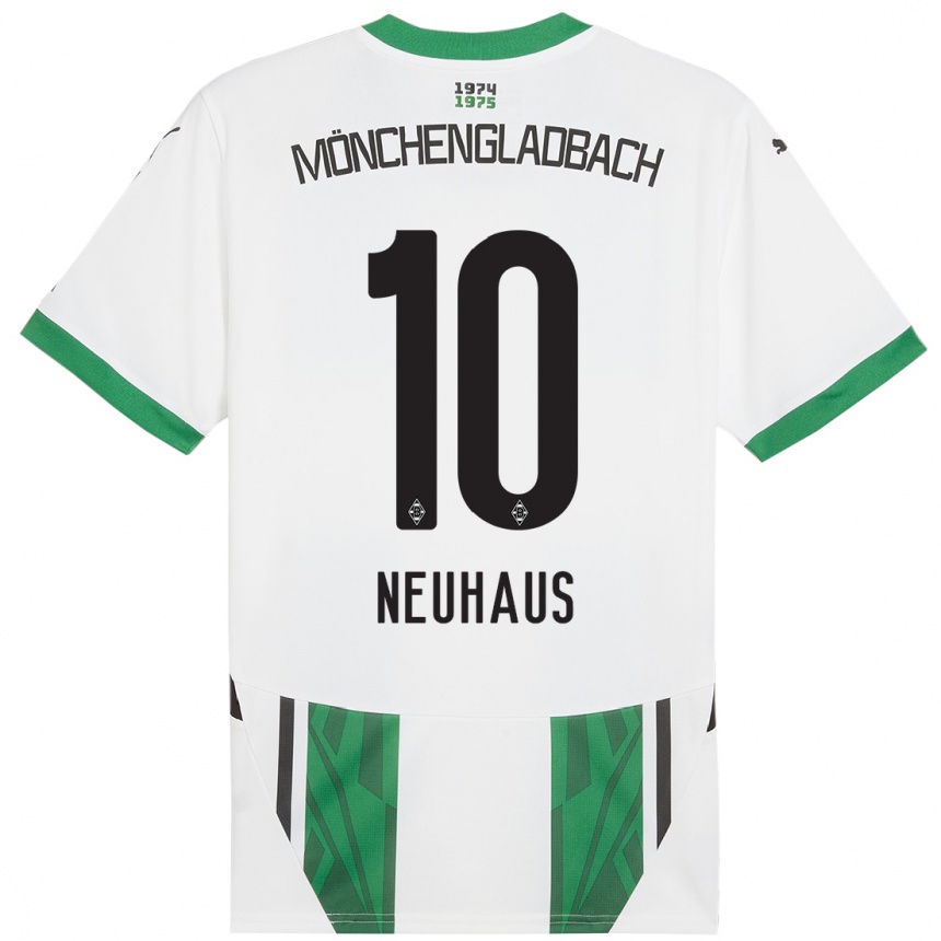 Gyermek Labdarúgás Florian Neuhaus #10 Fehér Zöld Hazai Jersey 2024/25 Mez Póló Ing