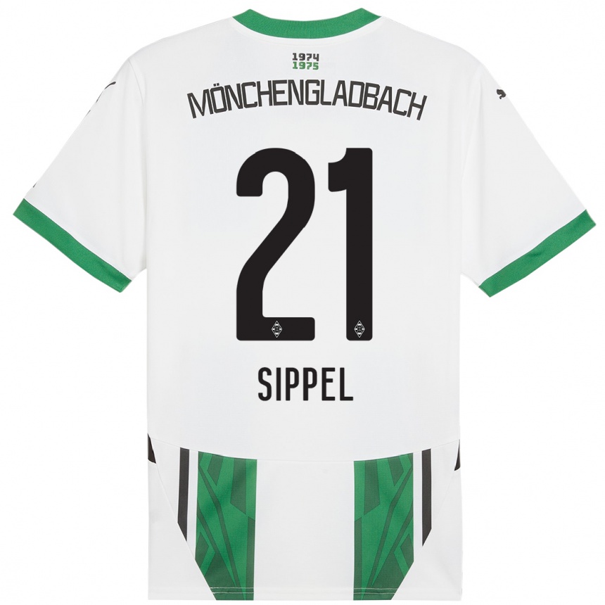 Gyermek Labdarúgás Tobias Sippel #21 Fehér Zöld Hazai Jersey 2024/25 Mez Póló Ing