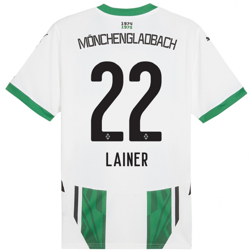 Gyermek Labdarúgás Stefan Lainer #22 Fehér Zöld Hazai Jersey 2024/25 Mez Póló Ing