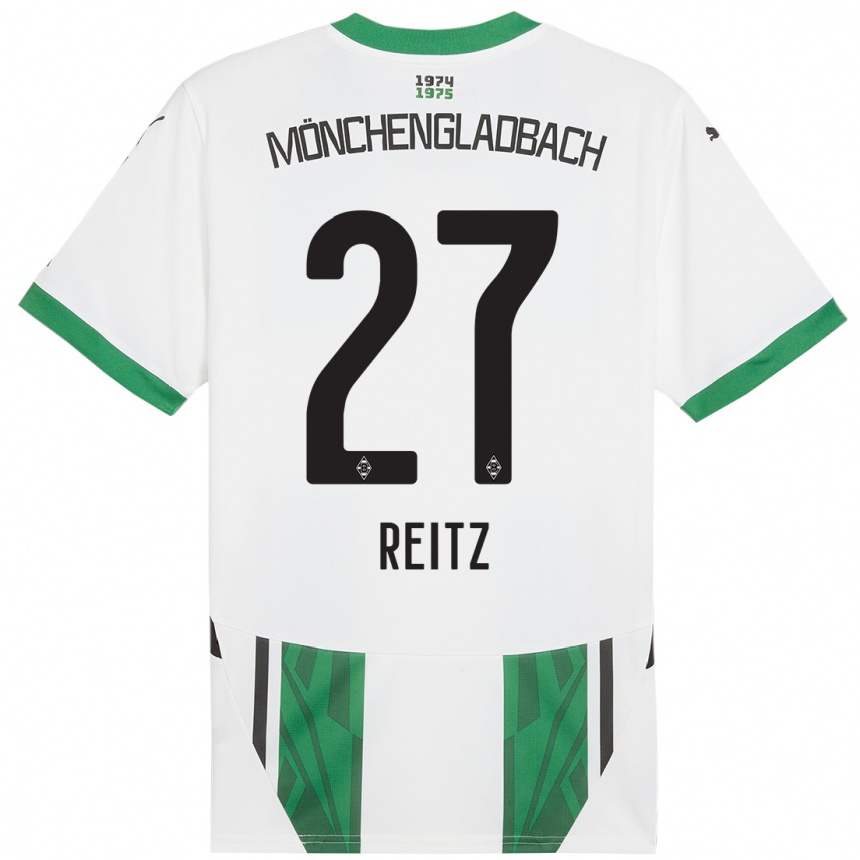 Gyermek Labdarúgás Rocco Reitz #27 Fehér Zöld Hazai Jersey 2024/25 Mez Póló Ing