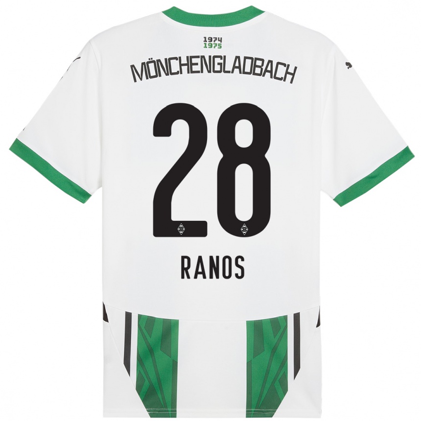 Gyermek Labdarúgás Grant-Leon Ranos #28 Fehér Zöld Hazai Jersey 2024/25 Mez Póló Ing