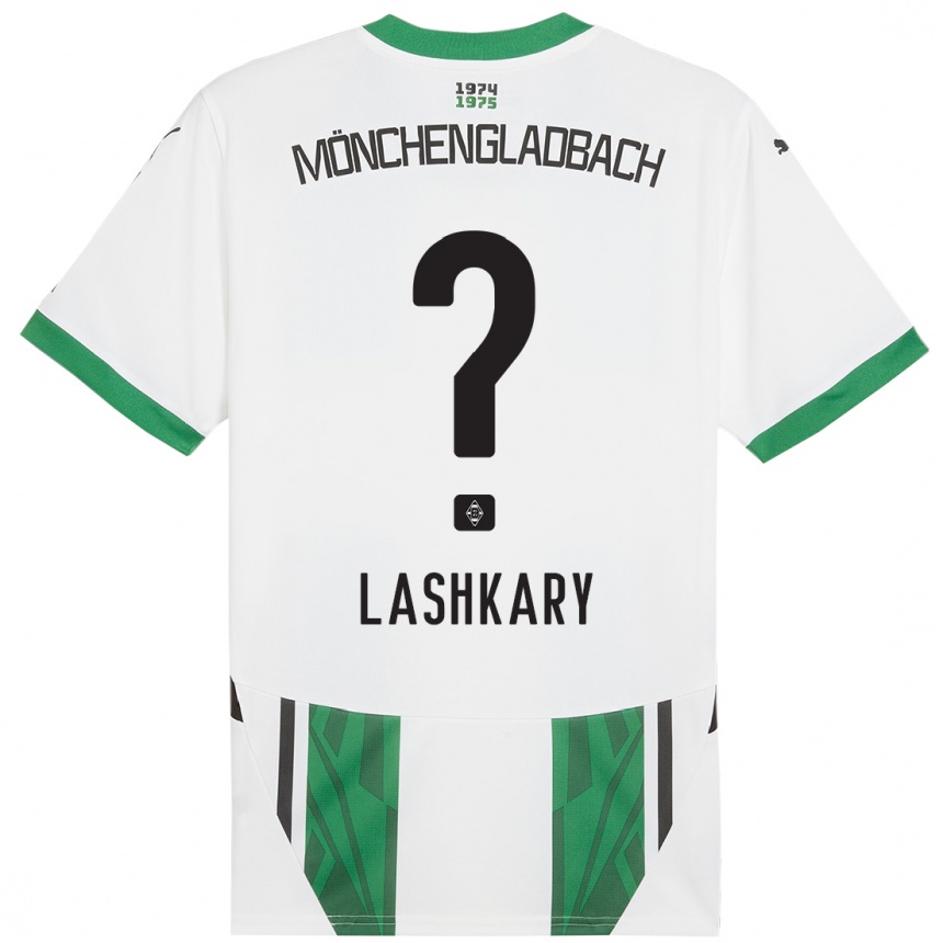 Gyermek Labdarúgás Roman Lashkary #0 Fehér Zöld Hazai Jersey 2024/25 Mez Póló Ing