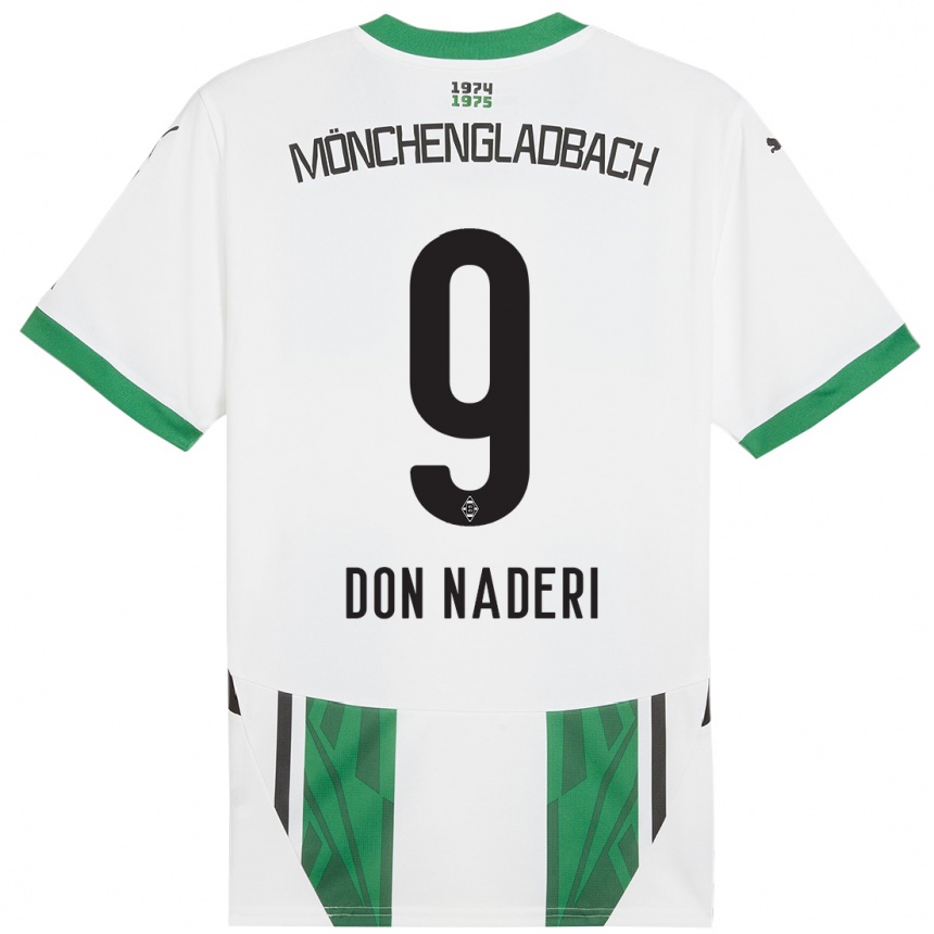 Gyermek Labdarúgás Ryan Don Naderi #9 Fehér Zöld Hazai Jersey 2024/25 Mez Póló Ing