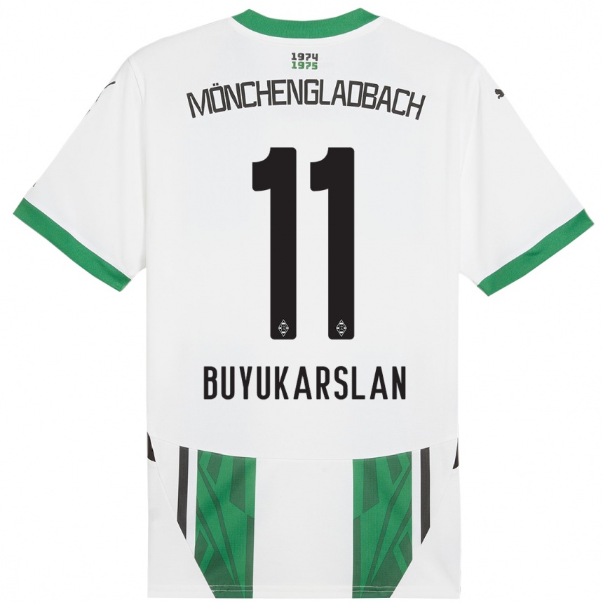 Gyermek Labdarúgás Oguzcan Büyükarslan #11 Fehér Zöld Hazai Jersey 2024/25 Mez Póló Ing