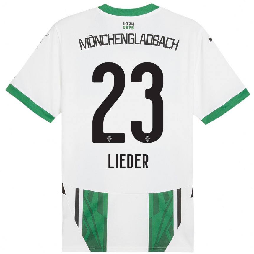 Gyermek Labdarúgás Michel Lieder #23 Fehér Zöld Hazai Jersey 2024/25 Mez Póló Ing