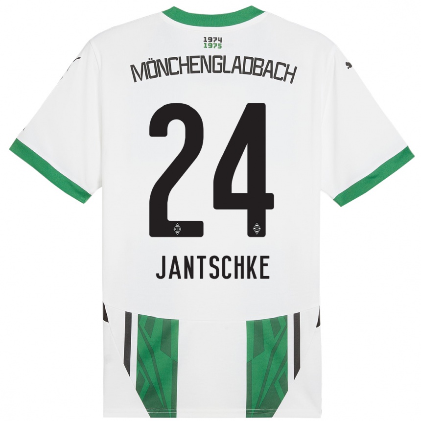 Gyermek Labdarúgás Tony Jantschke #24 Fehér Zöld Hazai Jersey 2024/25 Mez Póló Ing