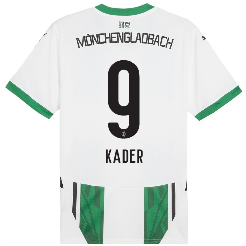 Gyermek Labdarúgás Cagatay Kader #9 Fehér Zöld Hazai Jersey 2024/25 Mez Póló Ing