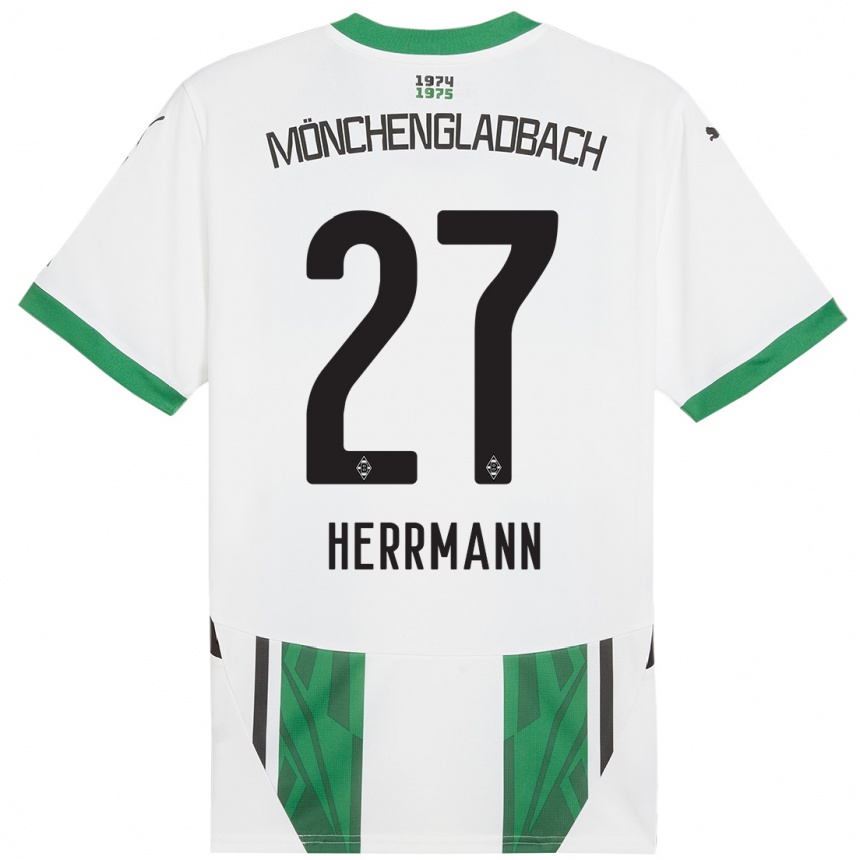 Gyermek Labdarúgás Michelle Herrmann #27 Fehér Zöld Hazai Jersey 2024/25 Mez Póló Ing