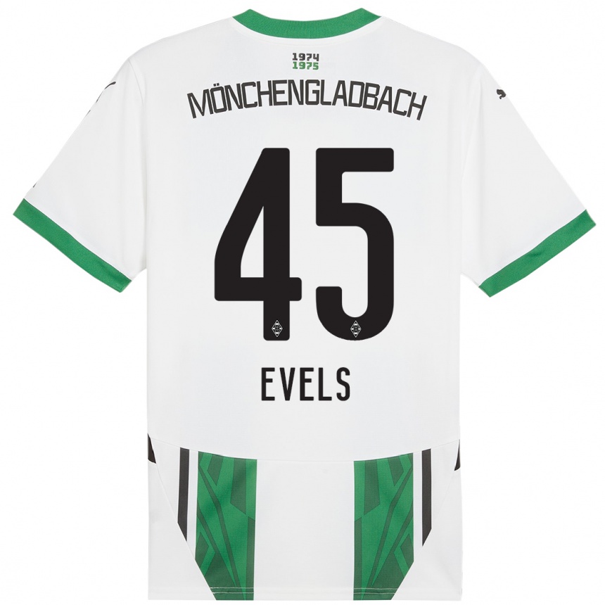 Gyermek Labdarúgás Emily Evels #45 Fehér Zöld Hazai Jersey 2024/25 Mez Póló Ing