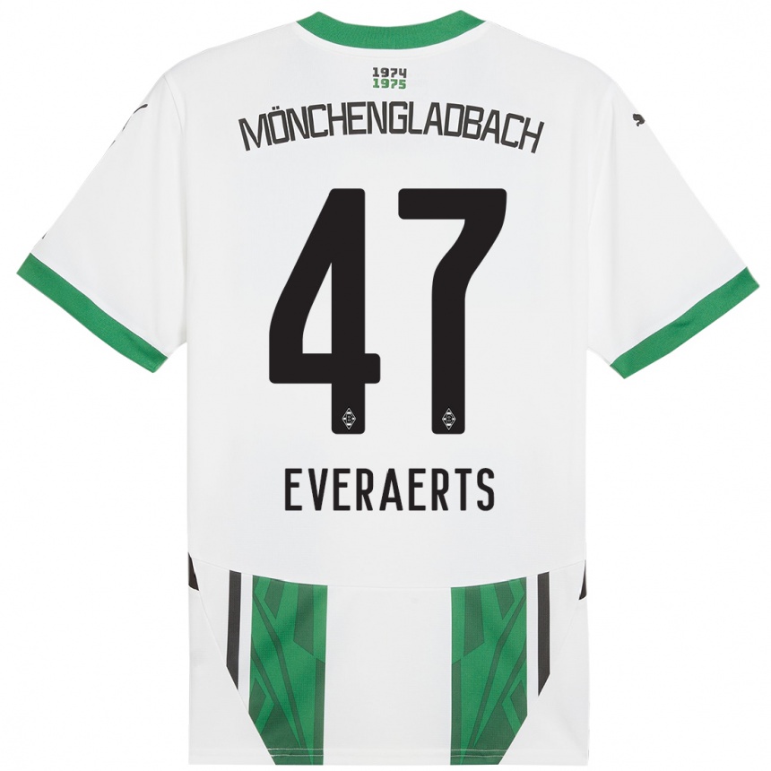 Gyermek Labdarúgás Kim Everaerts #47 Fehér Zöld Hazai Jersey 2024/25 Mez Póló Ing