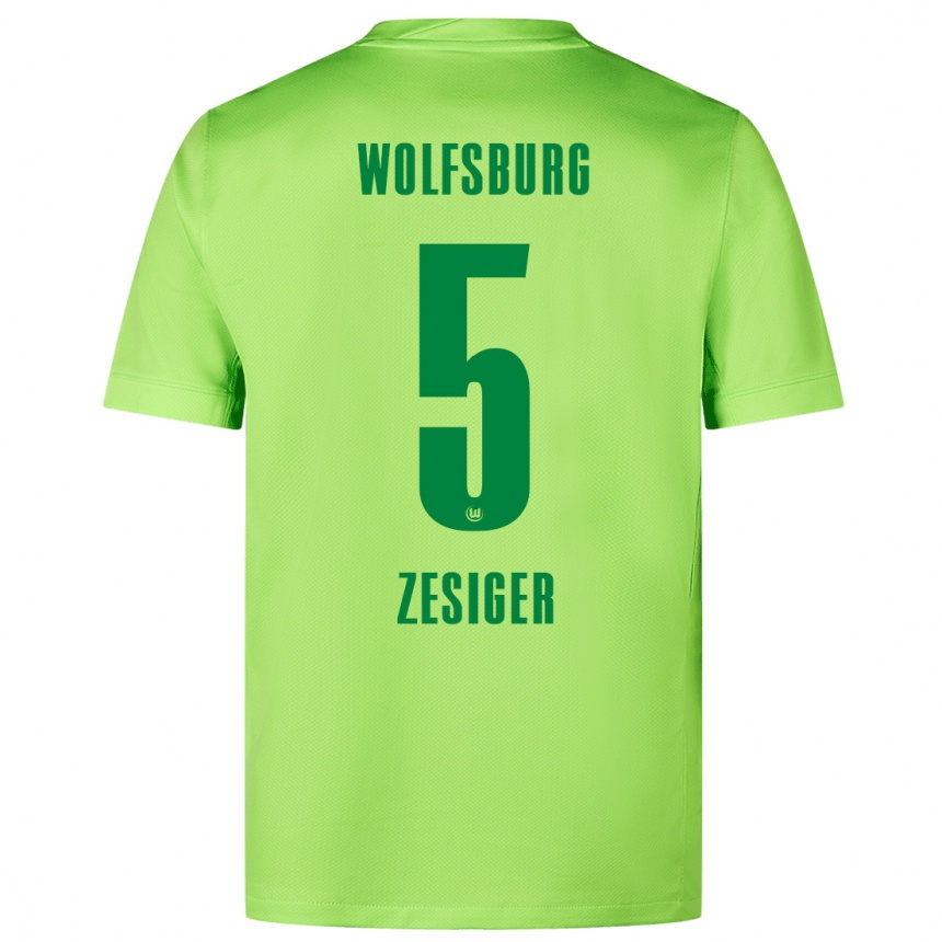 Gyermek Labdarúgás Cédric Zesiger #5 Fluoreszkáló Zöld Hazai Jersey 2024/25 Mez Póló Ing