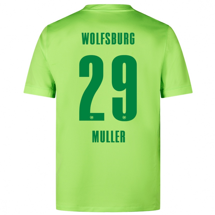 Gyermek Labdarúgás Marius Müller #29 Fluoreszkáló Zöld Hazai Jersey 2024/25 Mez Póló Ing