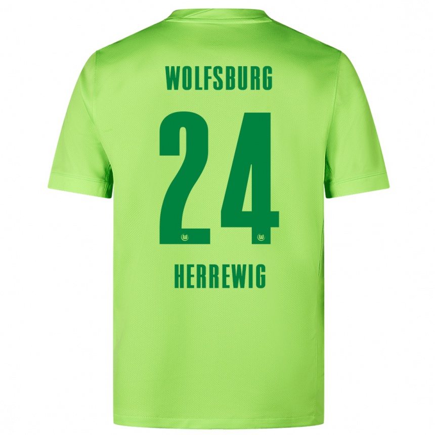 Gyermek Labdarúgás Max Herrewig #24 Fluoreszkáló Zöld Hazai Jersey 2024/25 Mez Póló Ing