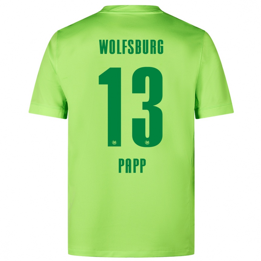 Gyermek Labdarúgás Luca Papp #13 Fluoreszkáló Zöld Hazai Jersey 2024/25 Mez Póló Ing