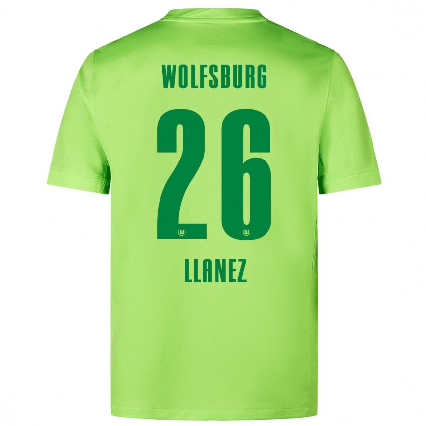 Gyermek Labdarúgás Ulysses Llanez #26 Fluoreszkáló Zöld Hazai Jersey 2024/25 Mez Póló Ing