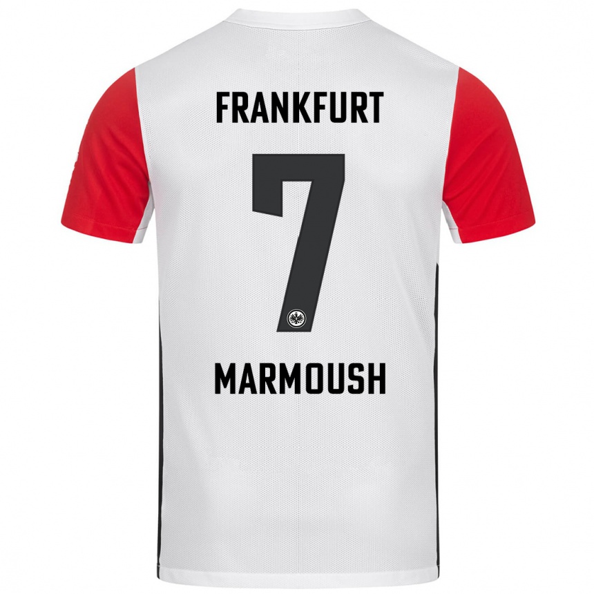 Gyermek Labdarúgás Omar Marmoush #7 Fehér Piros Hazai Jersey 2024/25 Mez Póló Ing