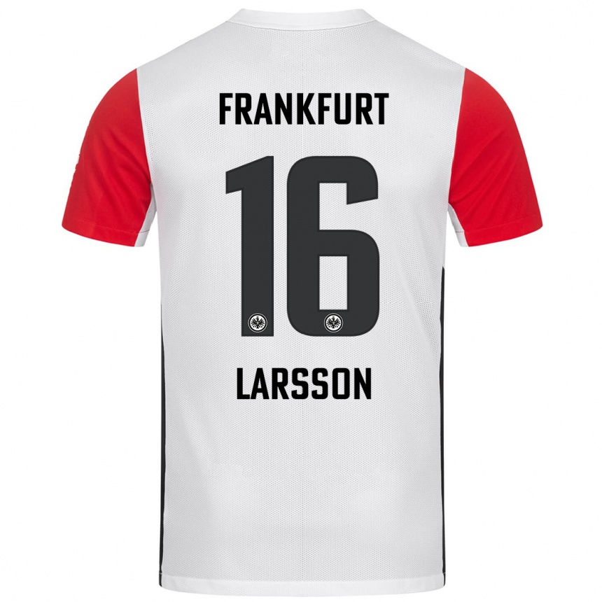 Gyermek Labdarúgás Hugo Larsson #16 Fehér Piros Hazai Jersey 2024/25 Mez Póló Ing