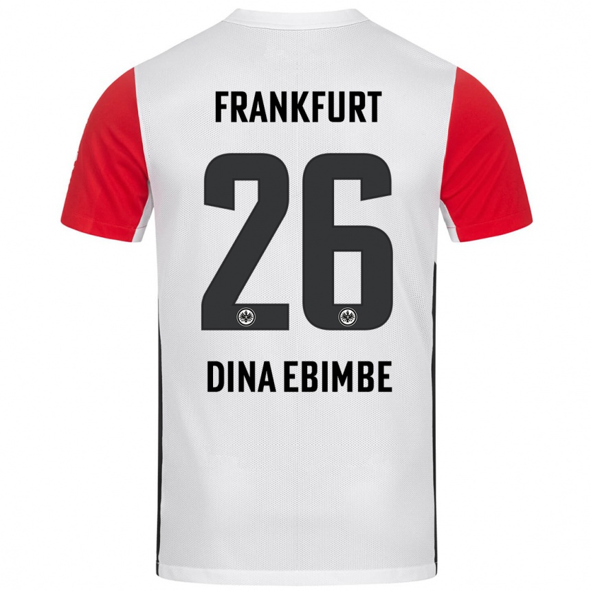 Gyermek Labdarúgás Junior Dina Ebimbe #26 Fehér Piros Hazai Jersey 2024/25 Mez Póló Ing