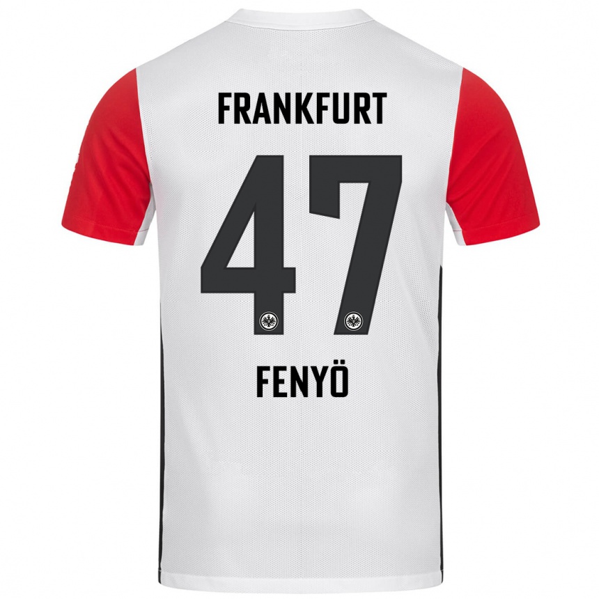 Gyermek Labdarúgás Noah Fenyö #47 Fehér Piros Hazai Jersey 2024/25 Mez Póló Ing