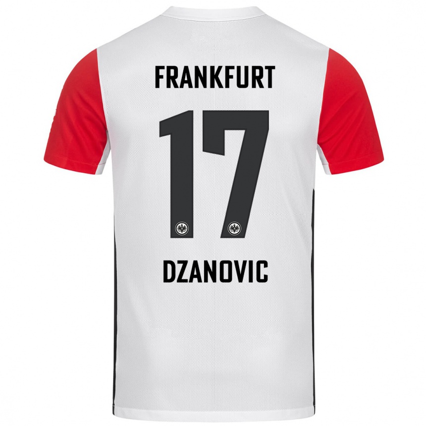 Gyermek Labdarúgás Benjamin Dzanovic #17 Fehér Piros Hazai Jersey 2024/25 Mez Póló Ing