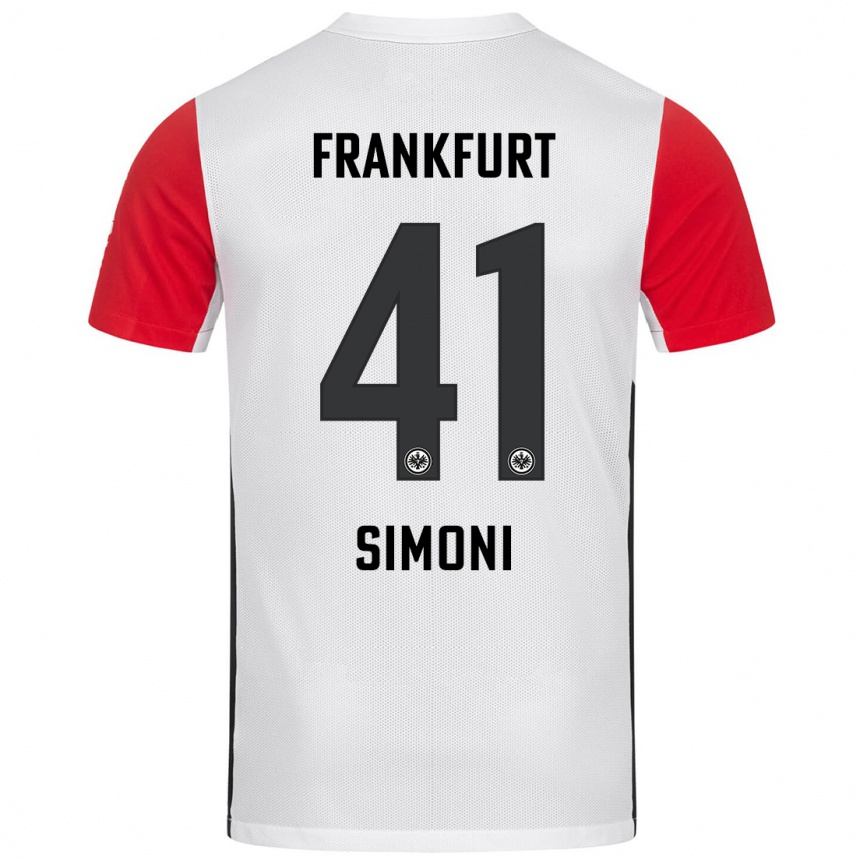 Gyermek Labdarúgás Simon Simoni #41 Fehér Piros Hazai Jersey 2024/25 Mez Póló Ing