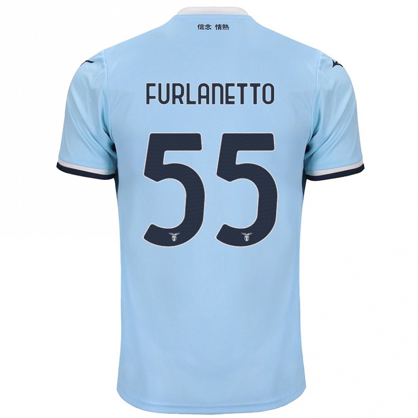 Gyermek Labdarúgás Alessio Furlanetto #55 Kék Hazai Jersey 2024/25 Mez Póló Ing