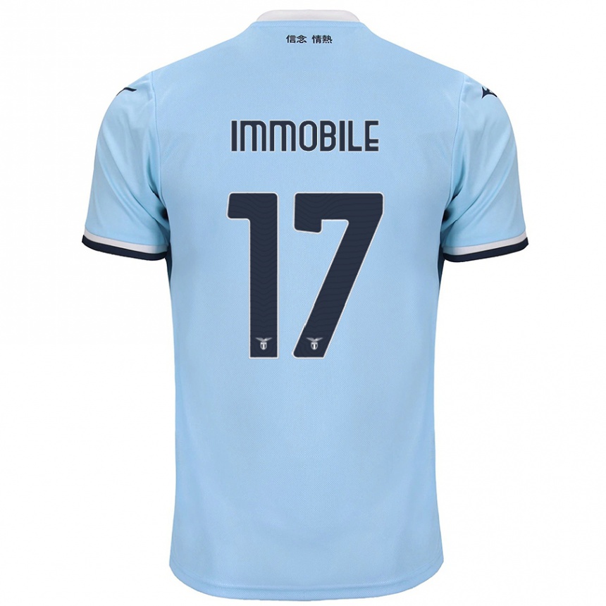 Gyermek Labdarúgás Ciro Immobile #17 Kék Hazai Jersey 2024/25 Mez Póló Ing