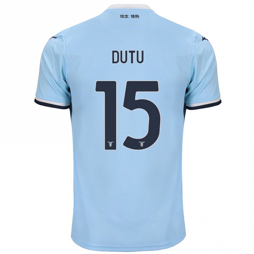 Gyermek Labdarúgás Matteo Dutu #15 Kék Hazai Jersey 2024/25 Mez Póló Ing