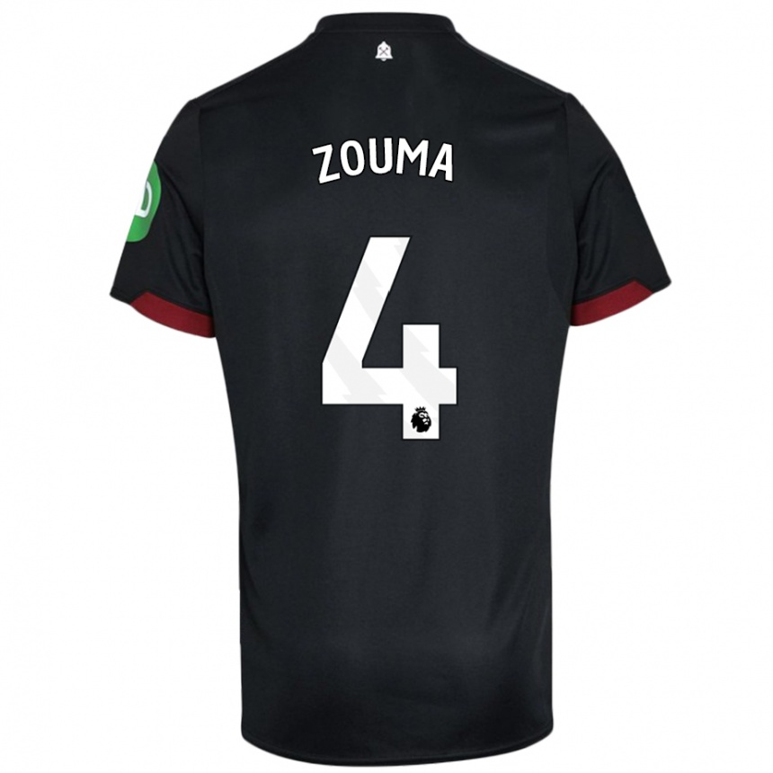 Gyermek Labdarúgás Kurt Zouma #4 Fekete Fehér Idegenbeli Jersey 2024/25 Mez Póló Ing