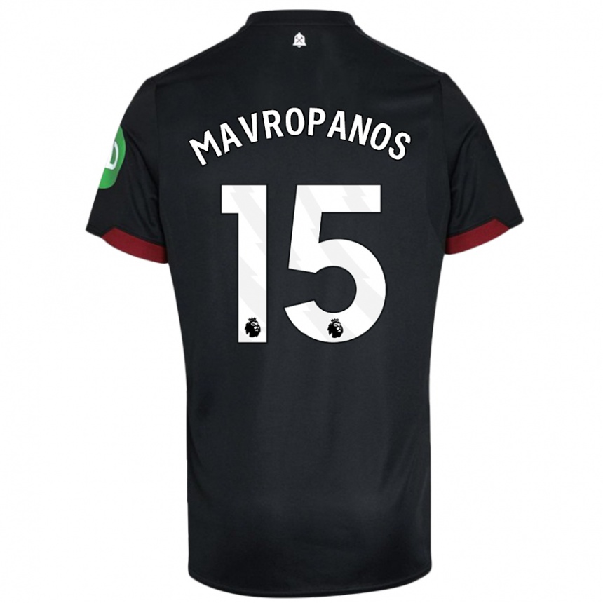 Gyermek Labdarúgás Konstantinos Mavropanos #15 Fekete Fehér Idegenbeli Jersey 2024/25 Mez Póló Ing