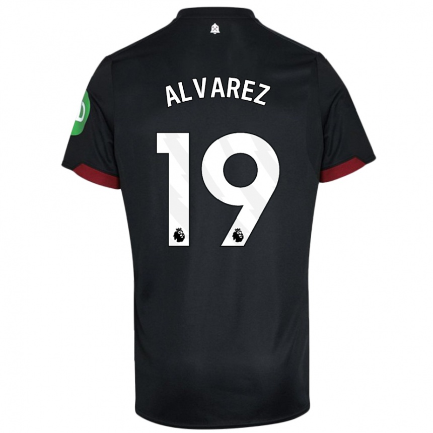 Gyermek Labdarúgás Edson Alvarez #19 Fekete Fehér Idegenbeli Jersey 2024/25 Mez Póló Ing