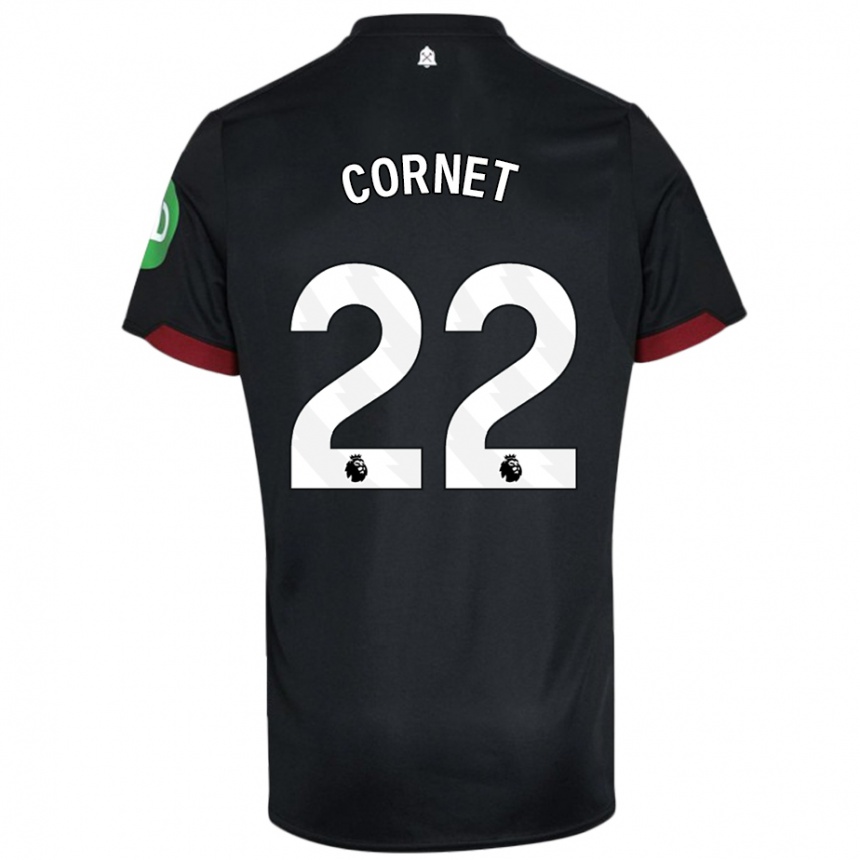 Gyermek Labdarúgás Maxwel Cornet #22 Fekete Fehér Idegenbeli Jersey 2024/25 Mez Póló Ing