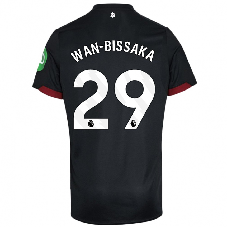 Gyermek Labdarúgás Aaron Wan-Bissaka #29 Fekete Fehér Idegenbeli Jersey 2024/25 Mez Póló Ing