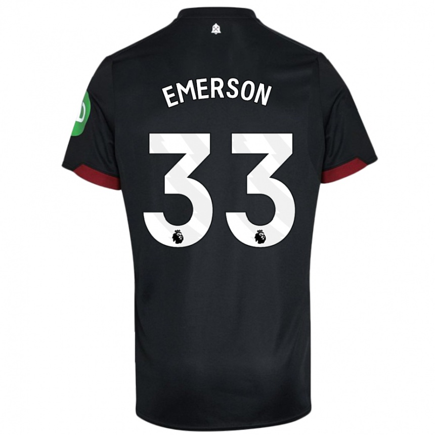 Gyermek Labdarúgás Emerson Palmieri #33 Fekete Fehér Idegenbeli Jersey 2024/25 Mez Póló Ing