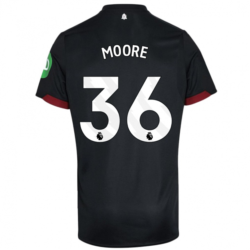 Gyermek Labdarúgás Sean Moore #36 Fekete Fehér Idegenbeli Jersey 2024/25 Mez Póló Ing