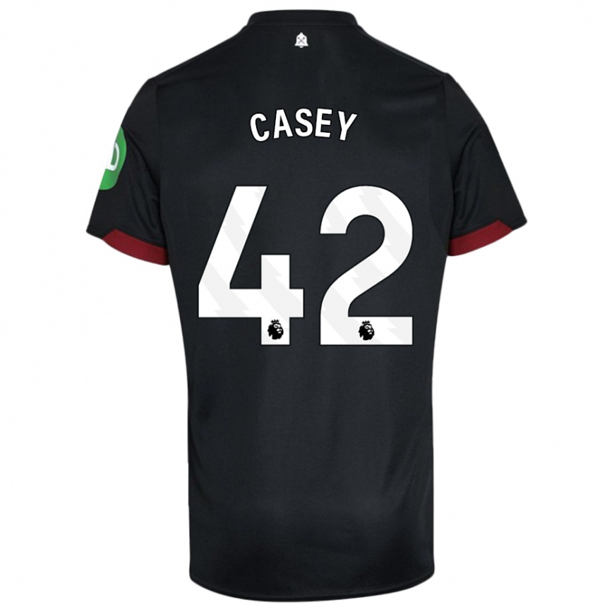 Gyermek Labdarúgás Kaelan Casey #42 Fekete Fehér Idegenbeli Jersey 2024/25 Mez Póló Ing