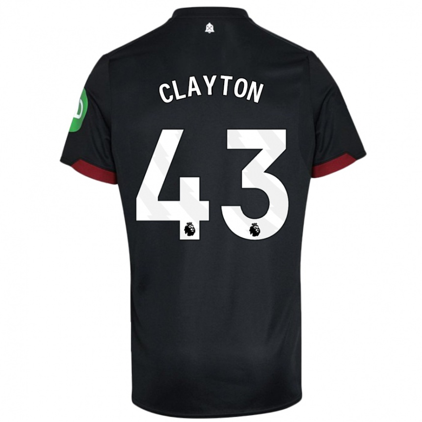 Gyermek Labdarúgás Regan Clayton #43 Fekete Fehér Idegenbeli Jersey 2024/25 Mez Póló Ing