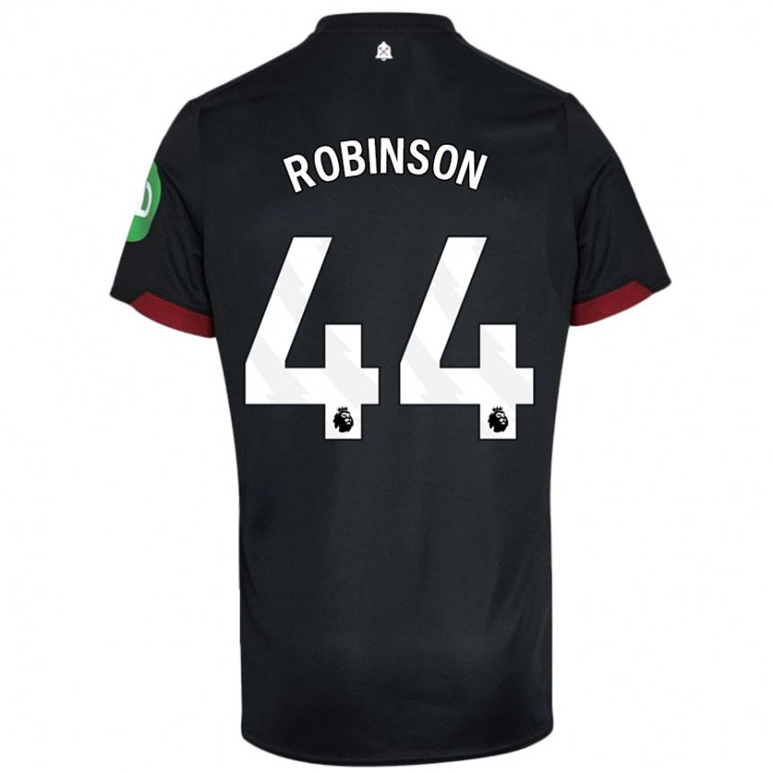 Gyermek Labdarúgás Junior Robinson #44 Fekete Fehér Idegenbeli Jersey 2024/25 Mez Póló Ing