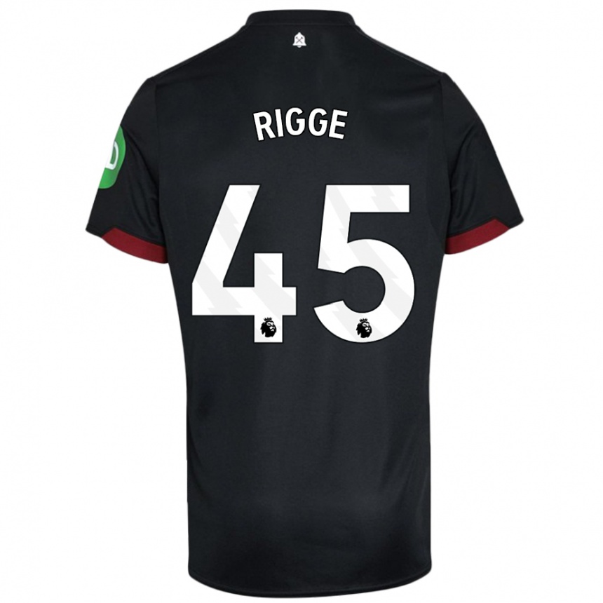 Gyermek Labdarúgás Daniel Rigge #45 Fekete Fehér Idegenbeli Jersey 2024/25 Mez Póló Ing