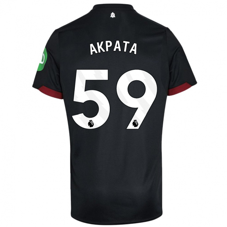 Gyermek Labdarúgás Tyron Akpata #59 Fekete Fehér Idegenbeli Jersey 2024/25 Mez Póló Ing