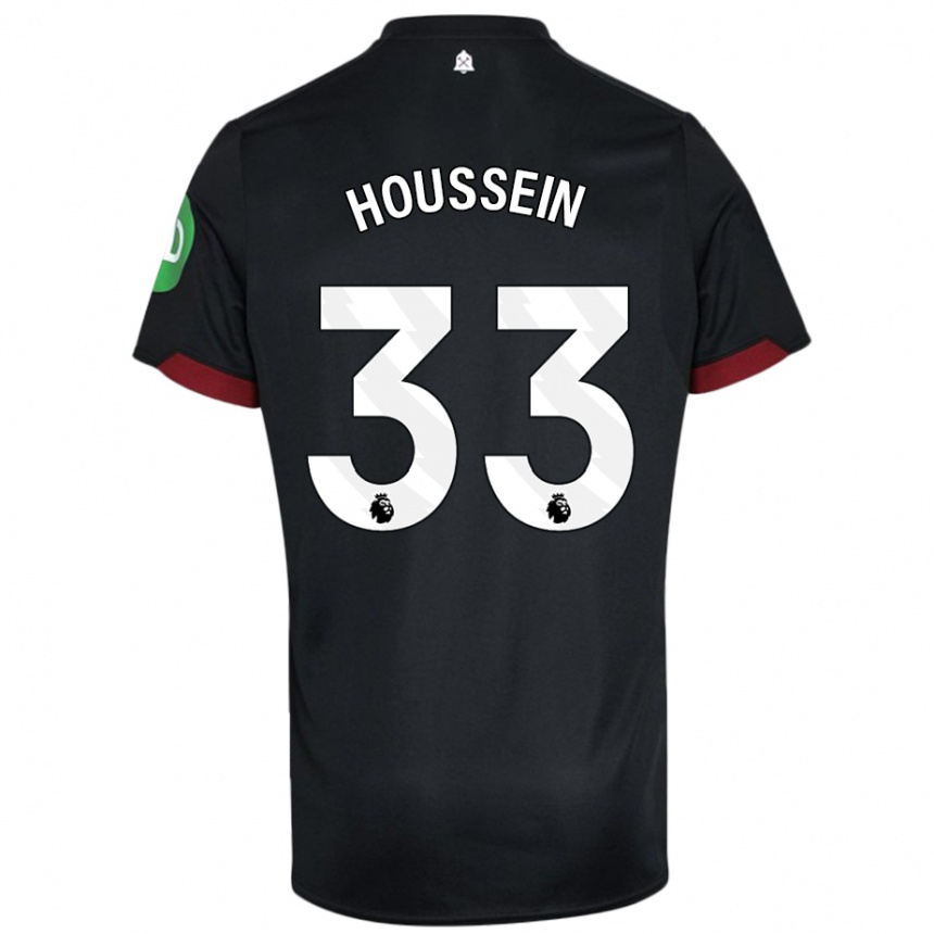 Gyermek Labdarúgás Halle Houssein #33 Fekete Fehér Idegenbeli Jersey 2024/25 Mez Póló Ing