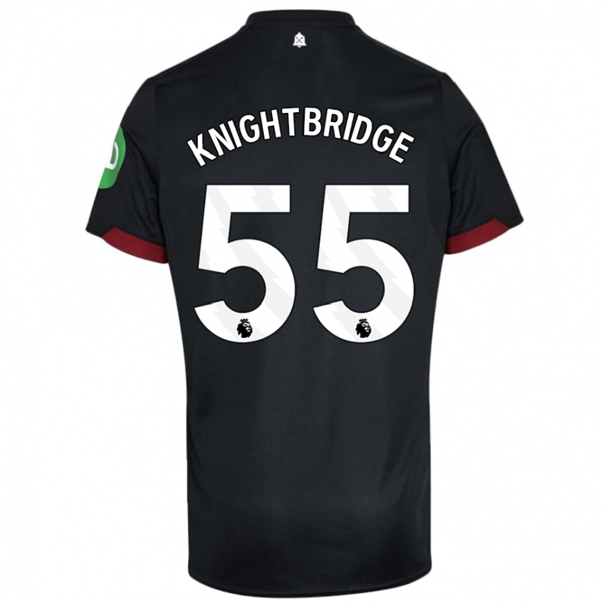 Gyermek Labdarúgás Jacob Knightbridge #55 Fekete Fehér Idegenbeli Jersey 2024/25 Mez Póló Ing